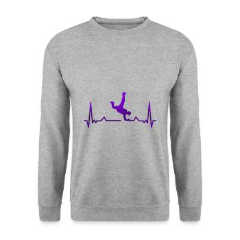 Rythme cardiaque de breakdance - Sweat-shirt Unisexe - gris chiné - Devant - Alina (178cm) & Michal (187cm)