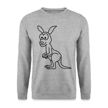Kangaroo Comic - Unisex Pullover - Weißgrau meliert - Vorne - Alina (178cm) & Michal (187cm)