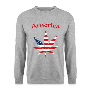 America, USA, United States of America - Unisex Pullover - Weißgrau meliert - Vorne - Alina (178cm) & Michal (187cm)