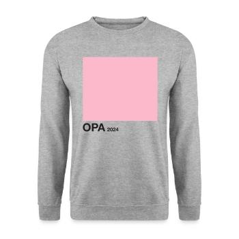 Opa 2024 rosa - Unisex Pullover - Weißgrau meliert - Vorne - Alina (178cm) & Michal (187cm)