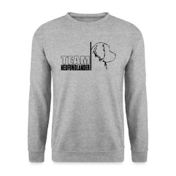 TEAM Neufundländer Hunde Hund Neufie Wilsigns - Unisex Pullover - Weißgrau meliert - Vorne - Alina (178cm) & Michal (187cm)