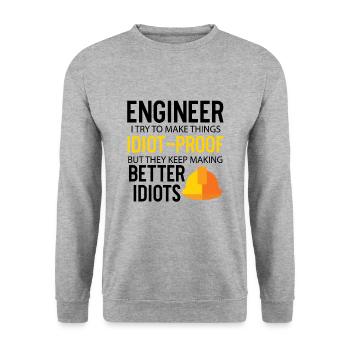 Engineer - Unisex Pullover - Weißgrau meliert - Vorne - Alina (178cm) & Michal (187cm)