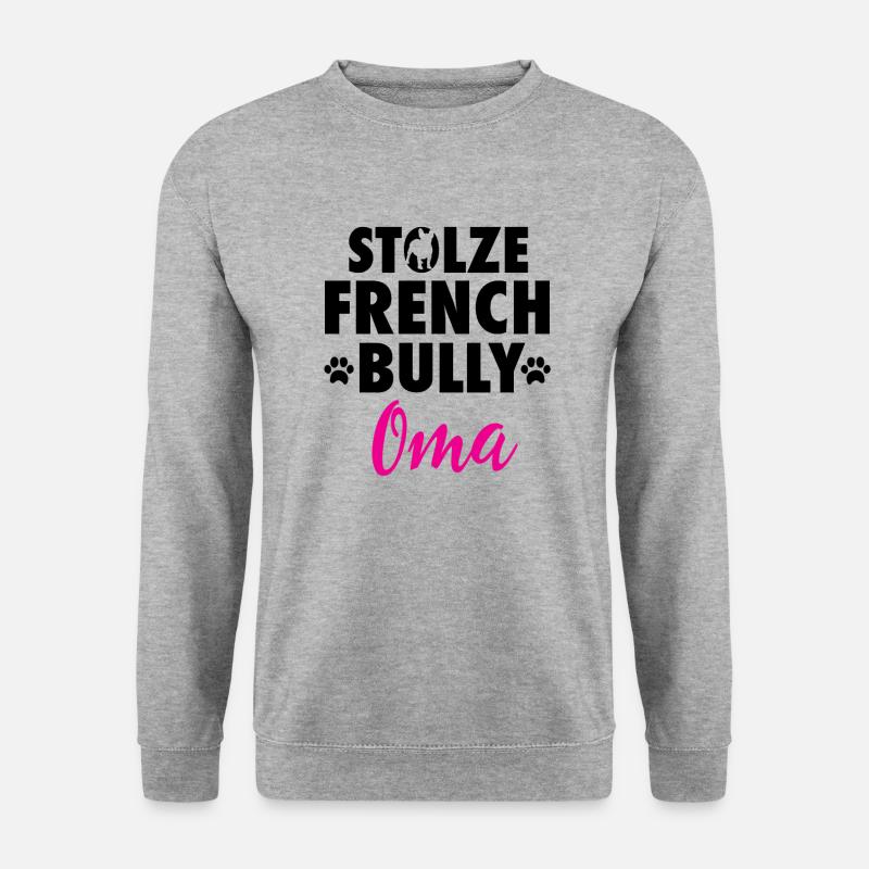 Stolze French Bully Oma - Unisex Pullover - Weißgrau meliert
