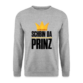 Schbin da Prinz - Unisex Pullover - Weißgrau meliert - Vorne - Alina (178cm) & Michal (187cm)