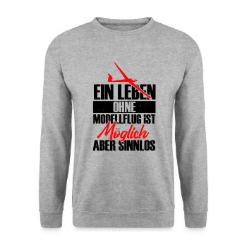 Ein Leben ohne Modellflug ist sinnlos - Unisex Pullover - Weißgrau meliert - Vorne - Alina (178cm) & Michal (187cm)