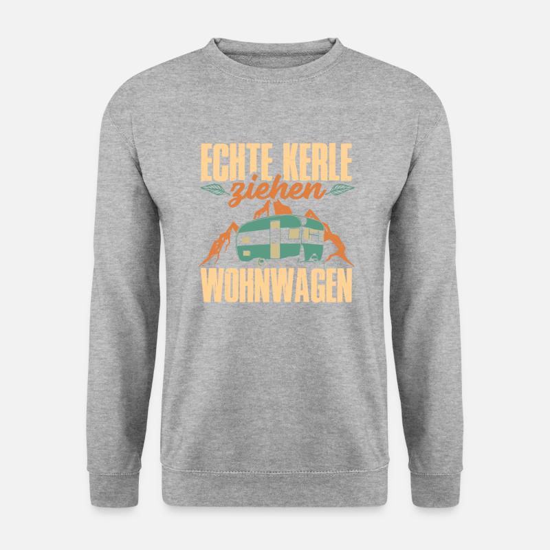 Echte Kerle ziehen Wohnwagen - Unisex Pullover - Weißgrau meliert