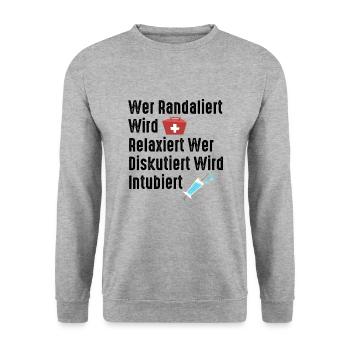 Krankenschwester Geschenk - Unisex Pullover - Weißgrau meliert - Vorne - Alina (178cm) & Michal (187cm)