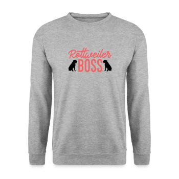 Rottweiler Boss - Unisex Pullover - Weißgrau meliert - Vorne - Alina (178cm) & Michal (187cm)
