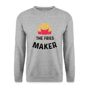 Pommes Frittes Macher Grillen Papa BBQ Fritten - Unisex Pullover - Weißgrau meliert - Vorne - Alina (178cm) & Michal (187cm)
