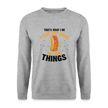 Hot Dog Love et Scientist Sausage Hot dog - Sweat-shirt Unisexe - gris chiné - Devant - Alina (178cm) & Michal (187cm)