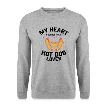 Mon cœur appartient au cadeau hot-dog lover - Sweat-shirt Unisexe - gris chiné - Devant - Alina (178cm) & Michal (187cm)