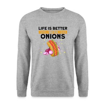 Hot Dog Love Hot Dog Potato Ketchup - Unisex Sweatshirt - salt & pepper - Front - Alina (178cm) & Michal (187cm)