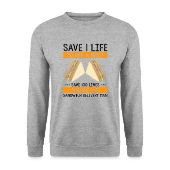 Food Makers Grill BBQ Sandwich Grill Maître - Sweat-shirt Unisexe - gris chiné - Devant - Alina (178cm) & Michal (187cm)