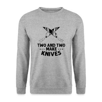 Leben ist besser mit Messer Messersammler - Unisex Pullover - Weißgrau meliert - Vorne - Alina (178cm) & Michal (187cm)