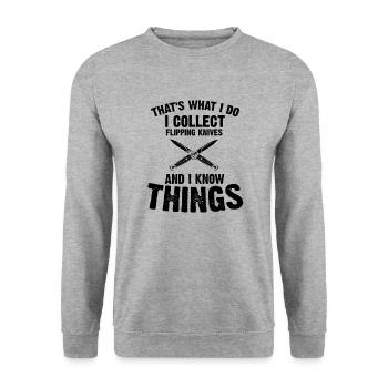 White Things and Collect Hunting Knife Knife Collector - Unisex Sweatshirt - salt & pepper - Front - Alina (178cm) & Michal (187cm)