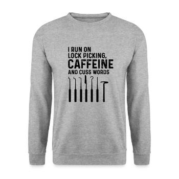 Lock picking coffee and swear words design - Unisex Sweatshirt - salt & pepper - Front - Alina (178cm) & Michal (187cm)