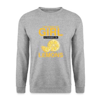 Lemon Design Lemonades Stand Boss Vente de citron - Sweat-shirt Unisexe - gris chiné - Devant - Alina (178cm) & Michal (187cm)