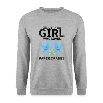 Design coloré Kirigami Origami - Sweat-shirt Unisexe - gris chiné - Devant - Alina (178cm) & Michal (187cm)