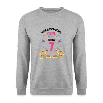 Parasaurolophus Design Dinosaur Birthday - Unisex Sweatshirt - salt & pepper - Front - Alina (178cm) & Michal (187cm)