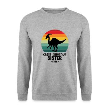 Paläontologie-Lehrer und Parasaurolophus Motif - Unisex Pullover - Weißgrau meliert - Vorne - Alina (178cm) & Michal (187cm)
