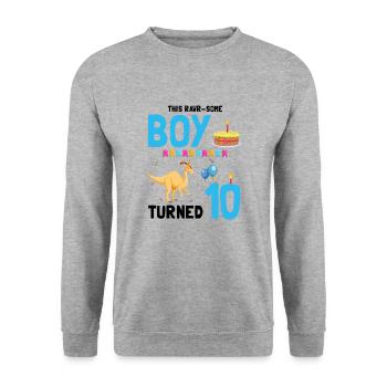 Parasaurolophus Kids Design for Dinosaurs - Unisex Sweatshirt - salt & pepper - Front - Alina (178cm) & Michal (187cm)