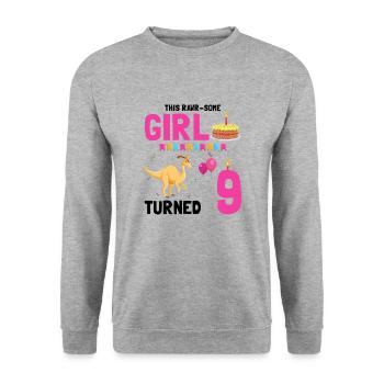 Parasaurolophus Boys Design Fête d’anniversaire - Sweat-shirt Unisexe - gris chiné - Devant - Alina (178cm) & Michal (187cm)