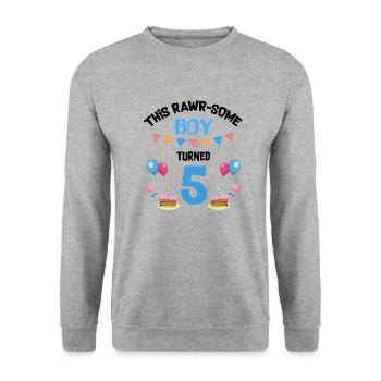 Parasaurolophus Boys Design Fête d’anniversaire - Sweat-shirt Unisexe - gris chiné - Devant - Alina (178cm) & Michal (187cm)