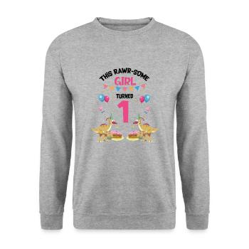 Parasaurolophus Enfants pour l’anniversaire des dinosaures - Sweat-shirt Unisexe - gris chiné - Devant - Alina (178cm) & Michal (187cm)