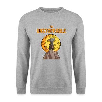 Opossum Design für Possum Fans und Opossum Fans - Unisex Pullover - Weißgrau meliert - Vorne - Alina (178cm) & Michal (187cm)