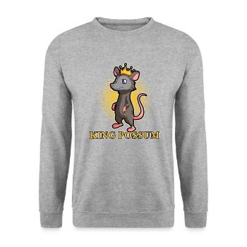 Opossum Design für Possum Fans und Opossum Fans - Unisex Pullover - Weißgrau meliert - Vorne - Alina (178cm) & Michal (187cm)