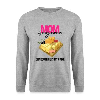 Cheese factory quote for Gouda cheese and Gouda lovers - Unisex Sweatshirt - salt & pepper - Front - Alina (178cm) & Michal (187cm)