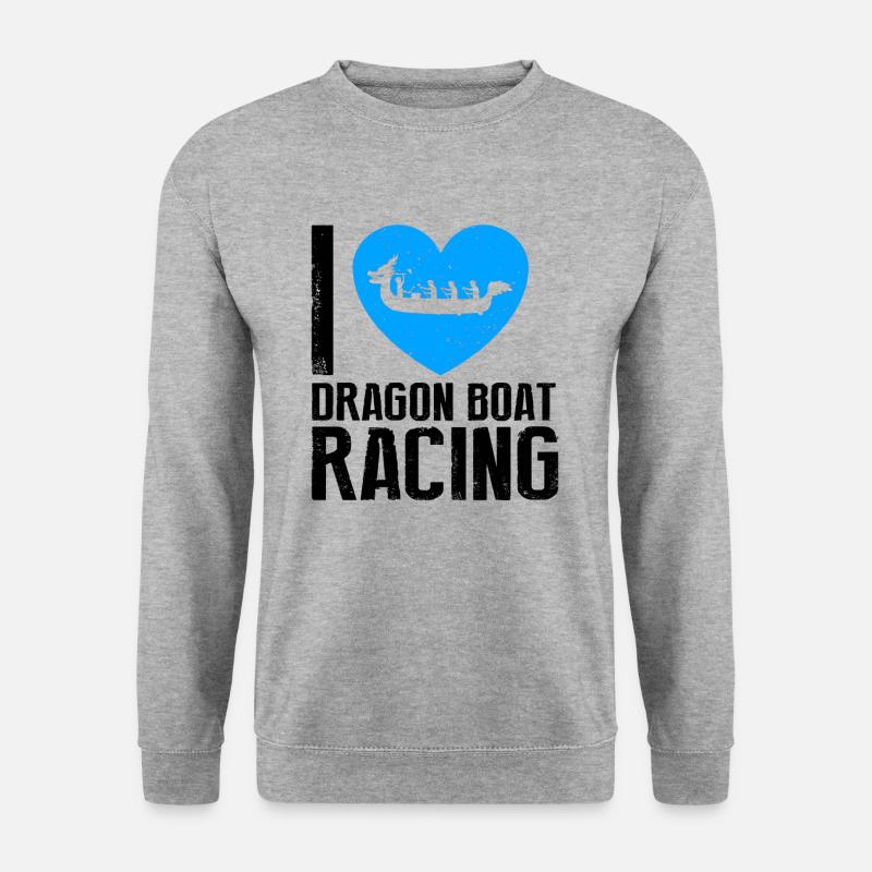 Drachenboot Crew und Drachenbootfahren - Unisex Pullover - Weißgrau meliert