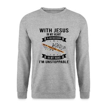 Fagottrohr für Fagottist und Fagottorchester - Unisex Pullover - Weißgrau meliert - Vorne - Alina (178cm) & Michal (187cm)