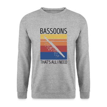 Basson Orchesta design pour bassonistes - Sweat-shirt Unisexe - gris chiné - Devant - Alina (178cm) & Michal (187cm)