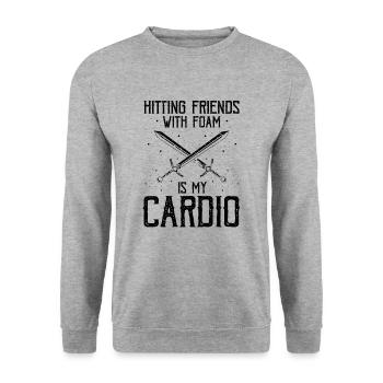 Citation de jeu de rôle pour Larper et Larp - Sweat-shirt Unisexe - gris chiné - Devant - Alina (178cm) & Michal (187cm)