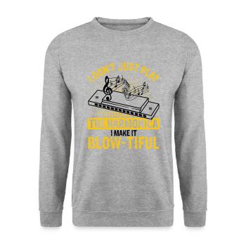 Harmonikaspieler für Munharmonika Spieler - Unisex Pullover - Weißgrau meliert - Vorne - Alina (178cm) & Michal (187cm)