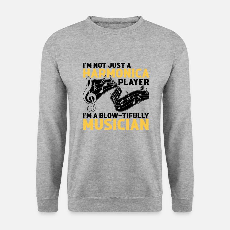 Harmonikaspieler für Munharmonika Spieler - Unisex Pullover - Weißgrau meliert