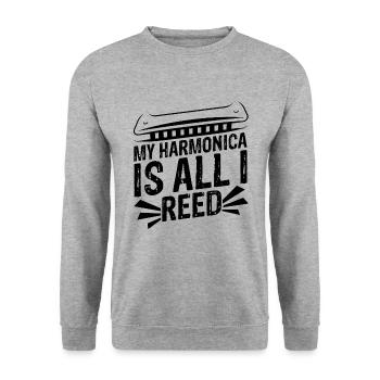 Französische Harfinisten und Harmonikaspieler - Unisex Pullover - Weißgrau meliert - Vorne - Alina (178cm) & Michal (187cm)