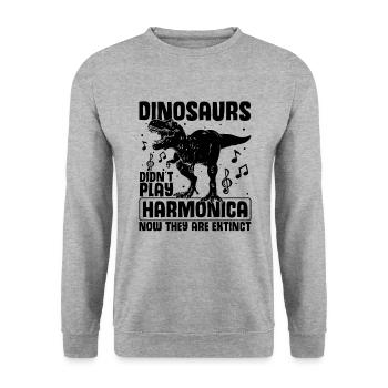 Harmonikaspieler für Munharmonika Spieler - Unisex Pullover - Weißgrau meliert - Vorne - Alina (178cm) & Michal (187cm)