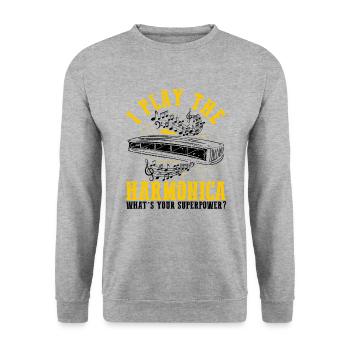 Französische Harfinisten und Harmonikaspieler - Unisex Pullover - Weißgrau meliert - Vorne - Alina (178cm) & Michal (187cm)