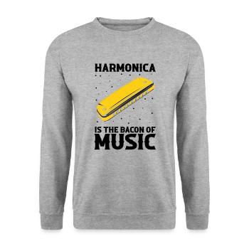 Harmonikaspieler für Munharmonika Spieler - Unisex Pullover - Weißgrau meliert - Vorne - Alina (178cm) & Michal (187cm)