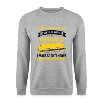 Französische Harfinisten und Harmonikaspieler - Unisex Pullover - Weißgrau meliert - Vorne - Alina (178cm) & Michal (187cm)