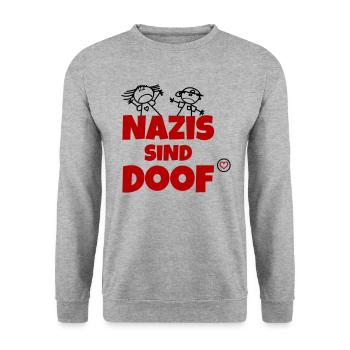 Wir gegen rechts - Nazis sind doof - Unisex Pullover - Weißgrau meliert - Vorne - Alina (178cm) & Michal (187cm)