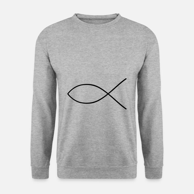 jesus fisch symbol - Unisex Pullover - Weißgrau meliert
