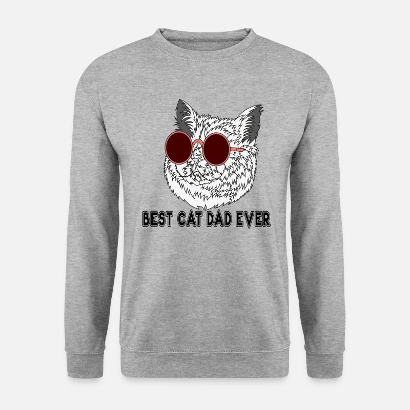 Best Cat Dad Ever - Geschenk für Katzenbesitzer - Unisex Pullover - Weißgrau meliert