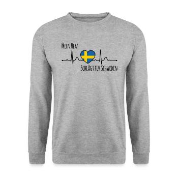 My heart beats for Sweden Scandinavia - Unisex Sweatshirt - salt & pepper - Front - Alina (178cm) & Michal (187cm)