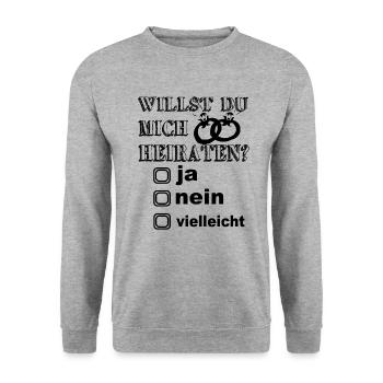 Tu veux m’épouser ? Demande en mariage - Fiançailles - Sweat-shirt Unisexe - gris chiné - Devant - Alina (178cm) & Michal (187cm)