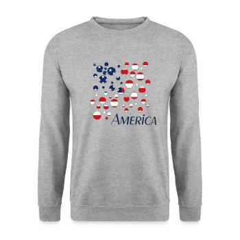 America Usa - Unisex Pullover - Weißgrau meliert - Vorne - Alina (178cm) & Michal (187cm)
