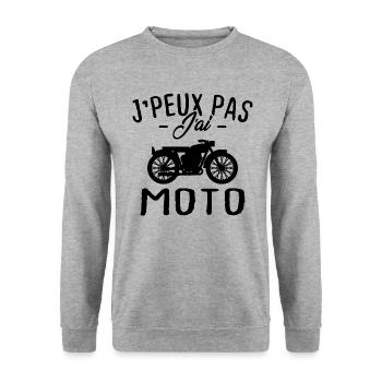 J'peux pas j'ai moto cadeau - Sweat-shirt Unisexe - gris chiné - Devant - Alina (178cm) & Michal (187cm)
