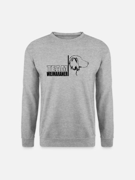 TEAM Weimaraner Langhaar Hunde Hund Wilsigns - Unisex Pullover - Weißgrau meliert